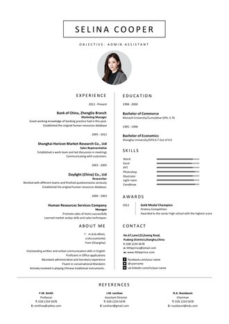 极简气质英文简历模板 - 顶尖PPT