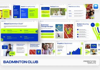 羽毛球俱乐部运动推广Keynote模板 - 顶尖PPT