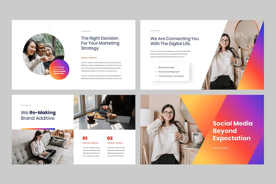 社交媒体内容营销推广策略PPT模板 - 顶尖PPT