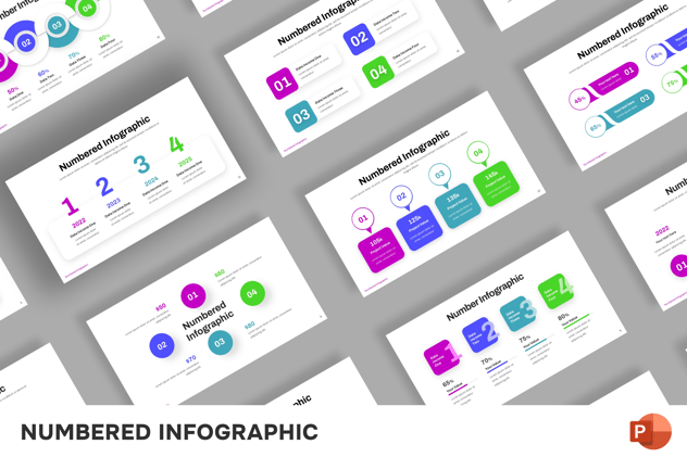 彩色步骤编号流程信息图形PPT模板 - 顶尖PPT