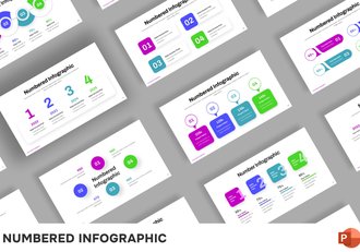 彩色步骤编号流程信息图形PPT模板 - 顶尖PPT