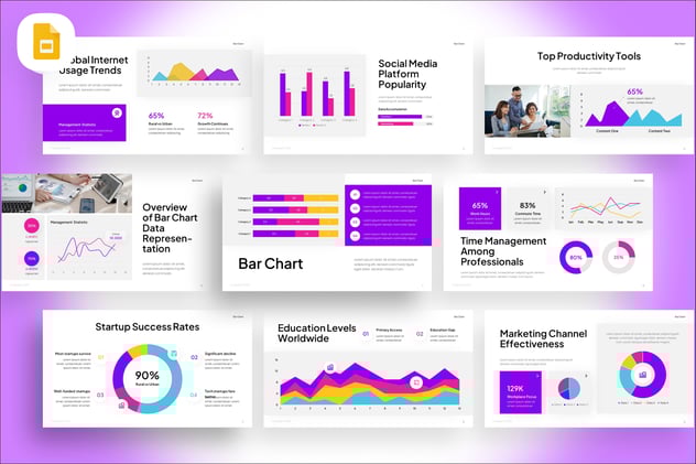 条形折线数据图形PPT模板 - 顶尖PPT