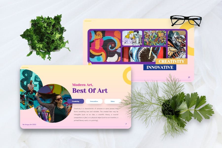 花花公子涂鸦讲述展示创意设计PPT模板 - 顶尖PPT