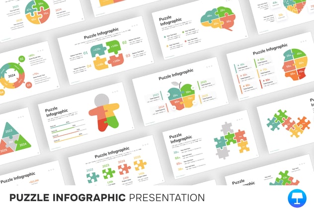 彩色积木拼合信息图形keynote模板 - 顶尖PPT