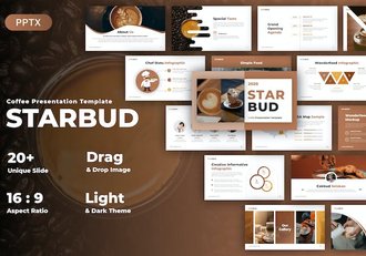 咖啡制作展示咖啡店产品展示休闲下午茶PPT模板 - 顶尖PPT