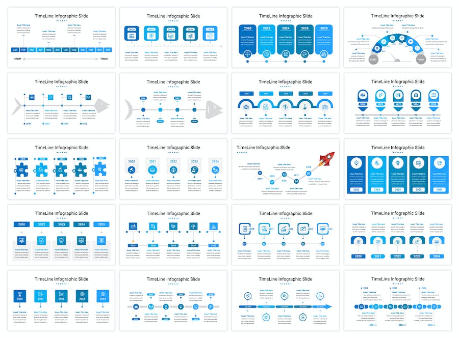 蓝色项目时间表图形规划PPT模板 - 顶尖PPT