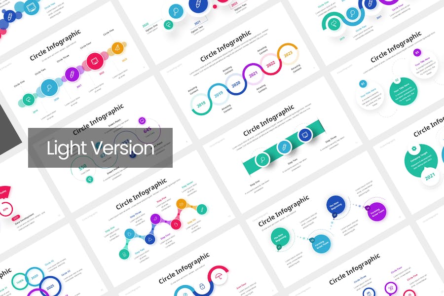 彩色环形步骤流程图形PPT模板 - 顶尖PPT