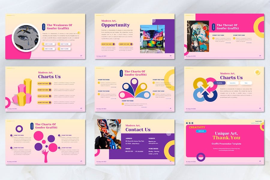 花花公子涂鸦讲述展示创意设计PPT模板 - 顶尖PPT