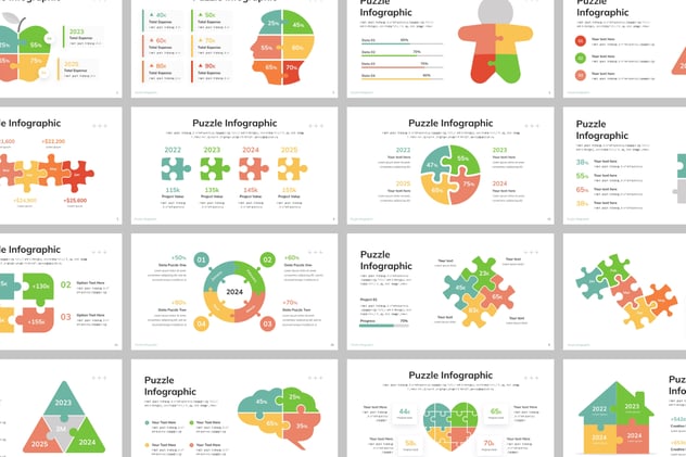 彩色积木拼合信息图形keynote模板 - 顶尖PPT