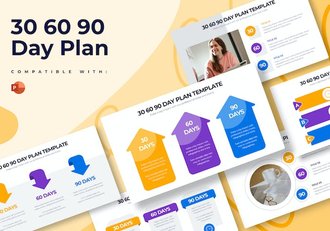 企业30天60天90天计划信息图PPT模板 - 顶尖PPT