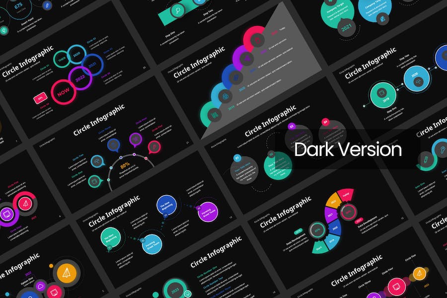 彩色环形步骤流程图形PPT模板 - 顶尖PPT