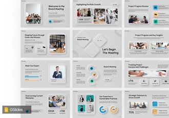 新拟态设计风格董事会会议欧美PPT模板 - 顶尖PPT