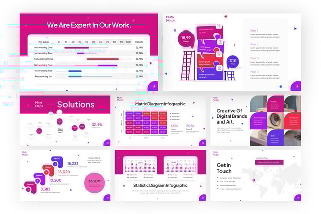 紫色行业数据分析汇报PPT动画模板 - 顶尖PPT