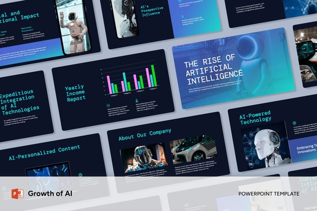 年度人工智能数据增长PPT模板 - 顶尖PPT