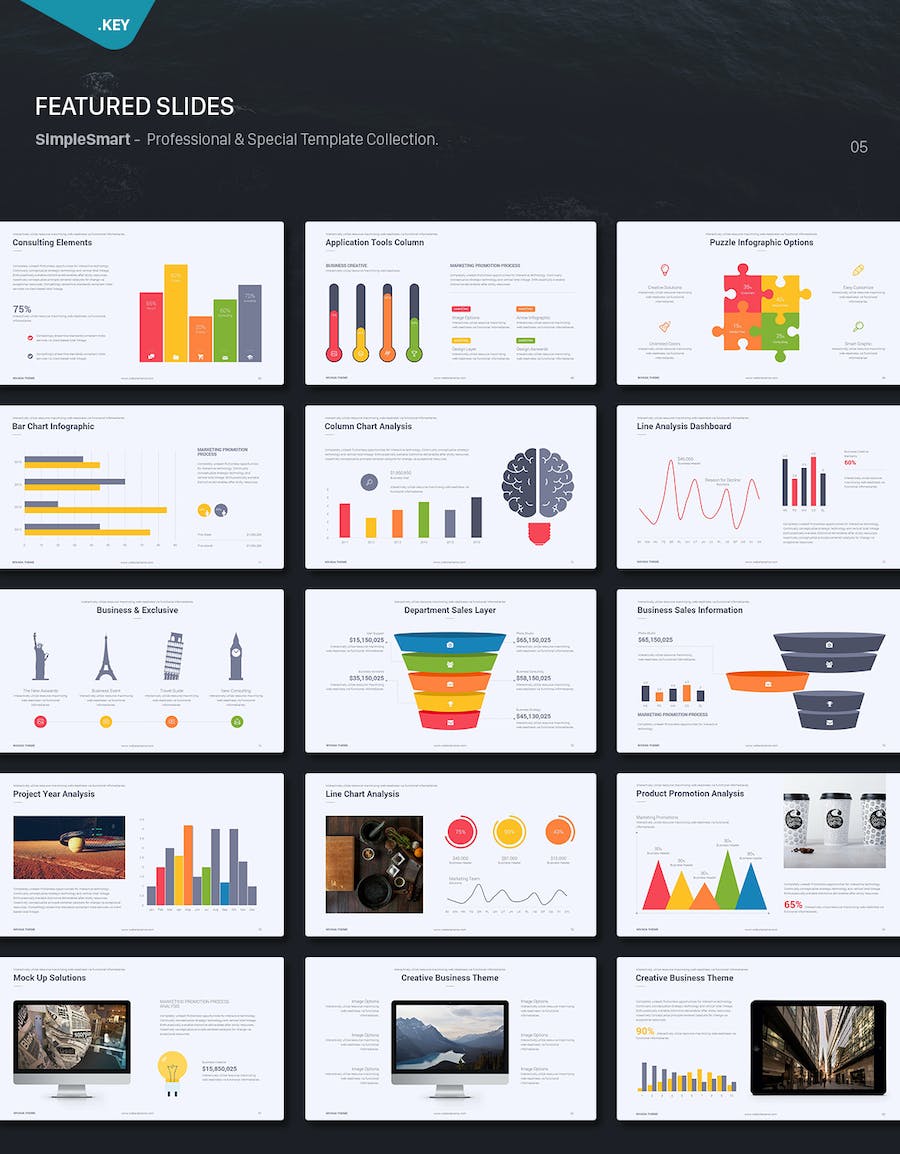 欧美创意图形设计商务通用keynote模板 - 顶尖PPT
