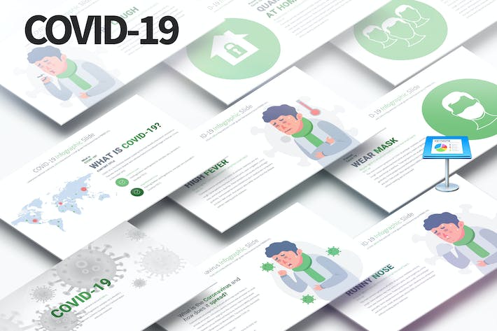 新冠肺炎主题演讲信息图表keynote模板 - 顶尖PPT