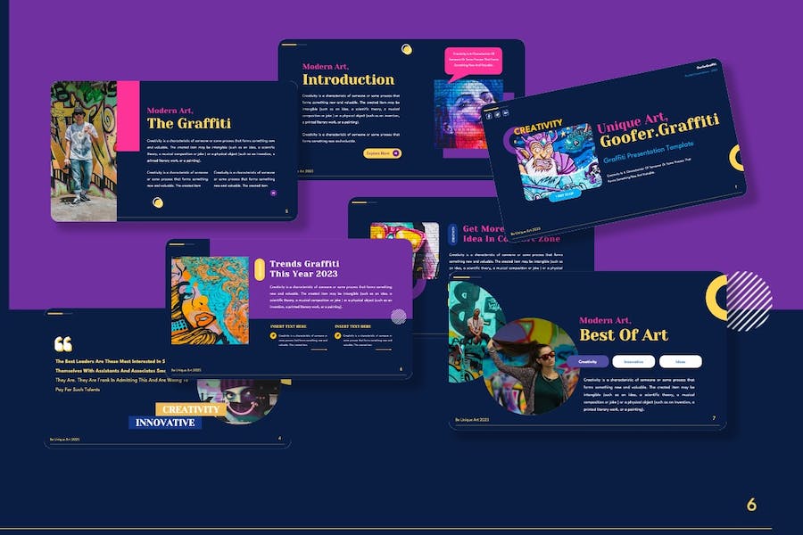 花花公子涂鸦讲述展示创意设计PPT模板 - 顶尖PPT