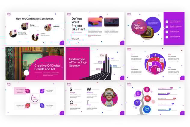 紫色行业数据分析汇报PPT动画模板 - 顶尖PPT