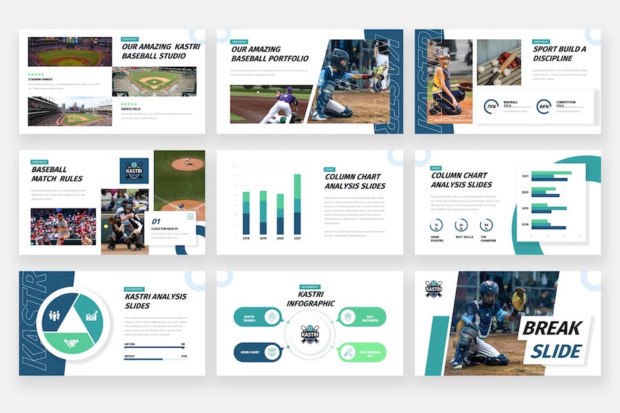 棒球体育运动锻炼比赛keynote模板 - 顶尖PPT