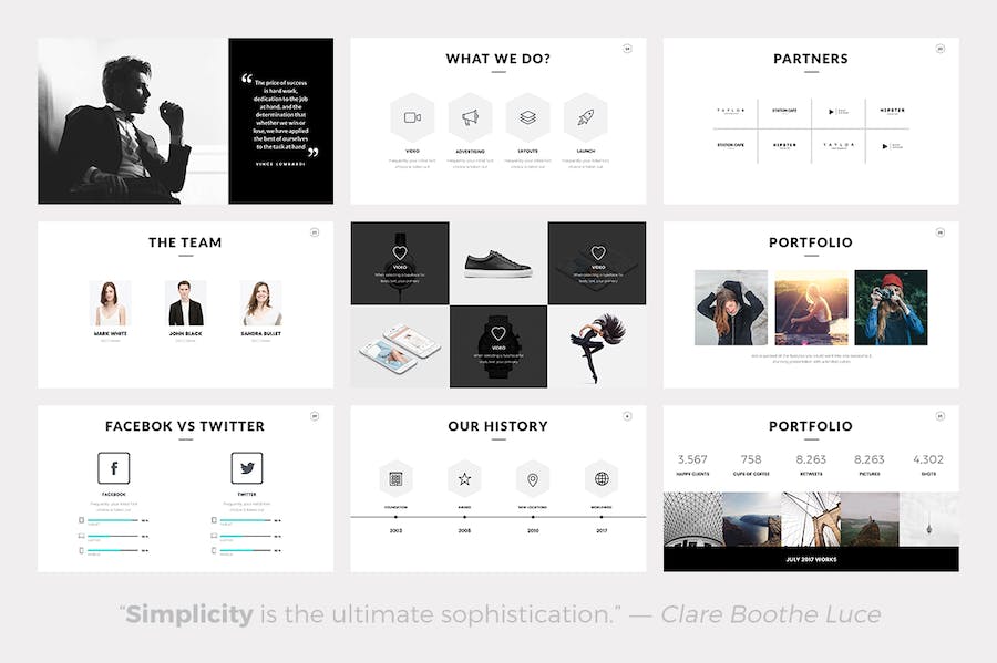 极简风格商务办公展示PPT模板 - 顶尖PPT