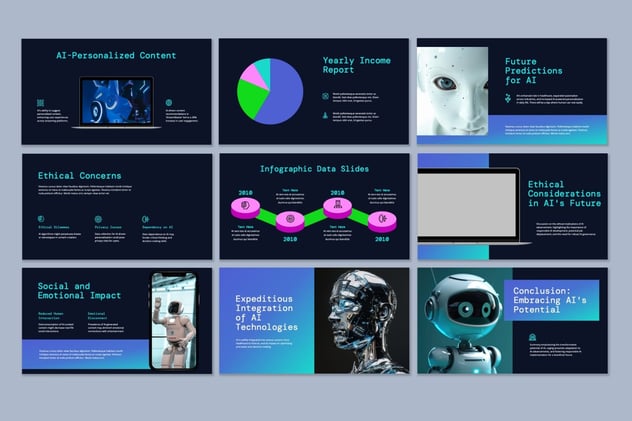 年度人工智能数据增长PPT模板 - 顶尖PPT