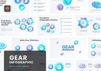 齿轮信息图表展示技术应用PPT模板 - 顶尖PPT