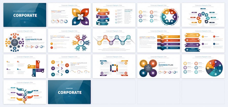 彩色企业商务信息图形图表keynote模板 - 顶尖PPT