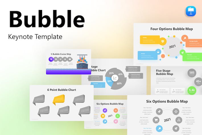 气泡圆形数据分析信息图表keynote模板 - 顶尖PPT