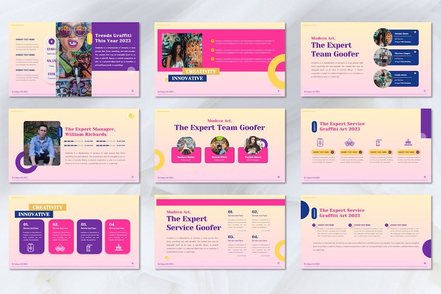 花花公子涂鸦讲述展示创意设计PPT模板 - 顶尖PPT