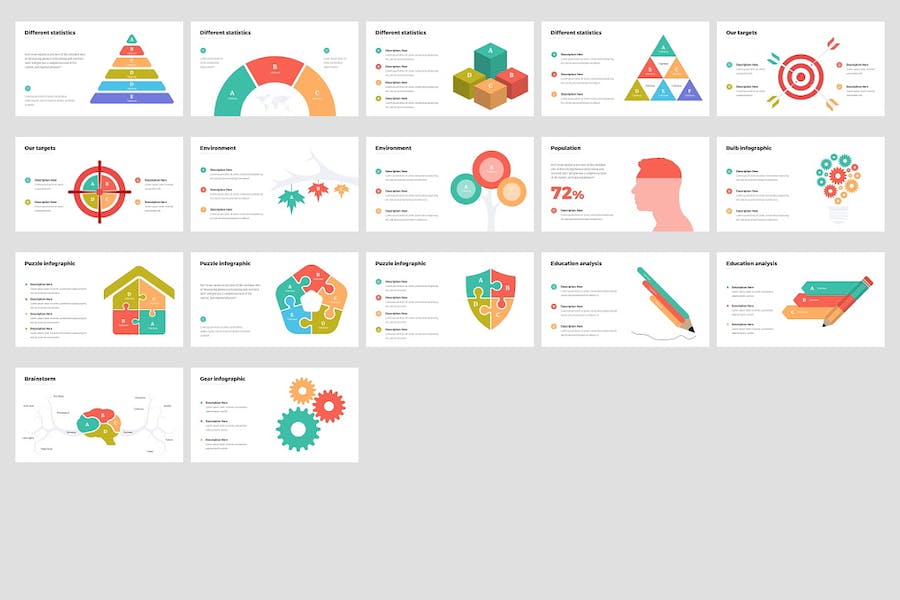 多色彩商务信息图表keynote模板 - 顶尖PPT