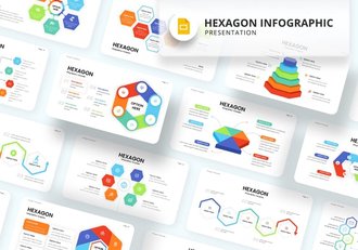 六边形信息图形图表PPT模板 - 顶尖PPT