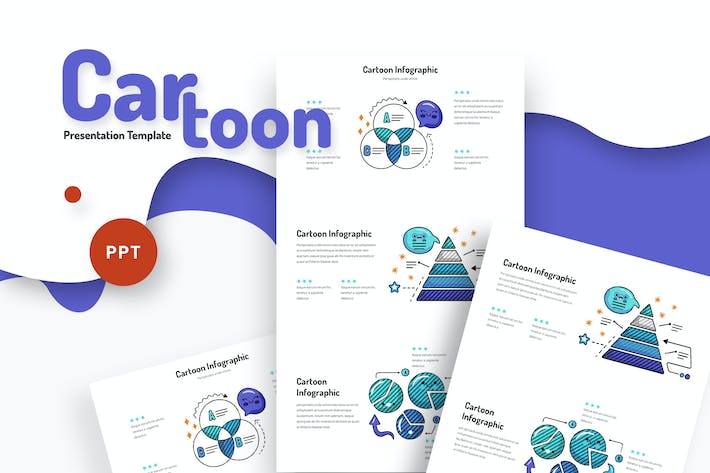 卡通风格信息图形幻灯片展示PPT模板 - 顶尖PPT