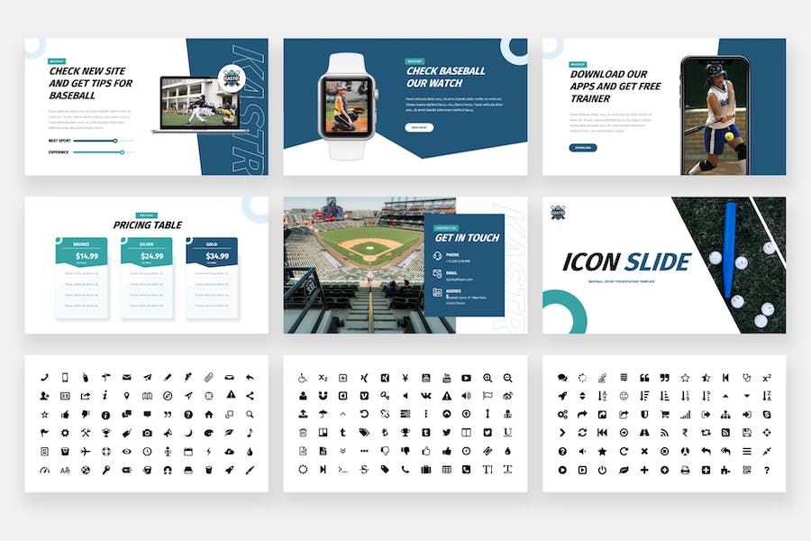 棒球体育运动锻炼比赛keynote模板 - 顶尖PPT