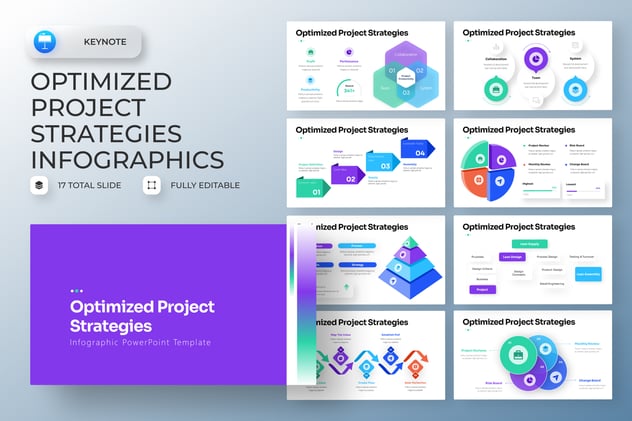 项目策略优化流程信息图形Keynote模板 - 顶尖PPT