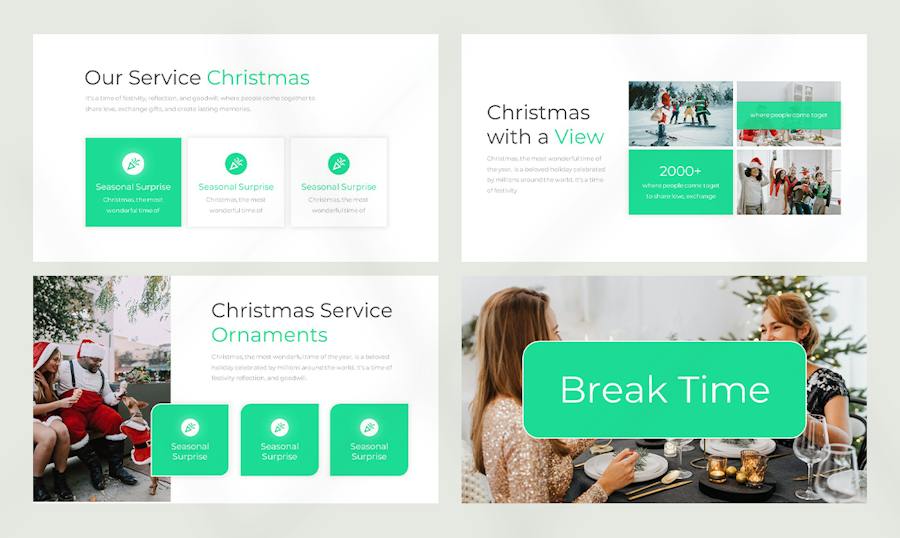 扁平化风格圣诞节活动派对圣诞快乐keynote模板 - 顶尖PPT