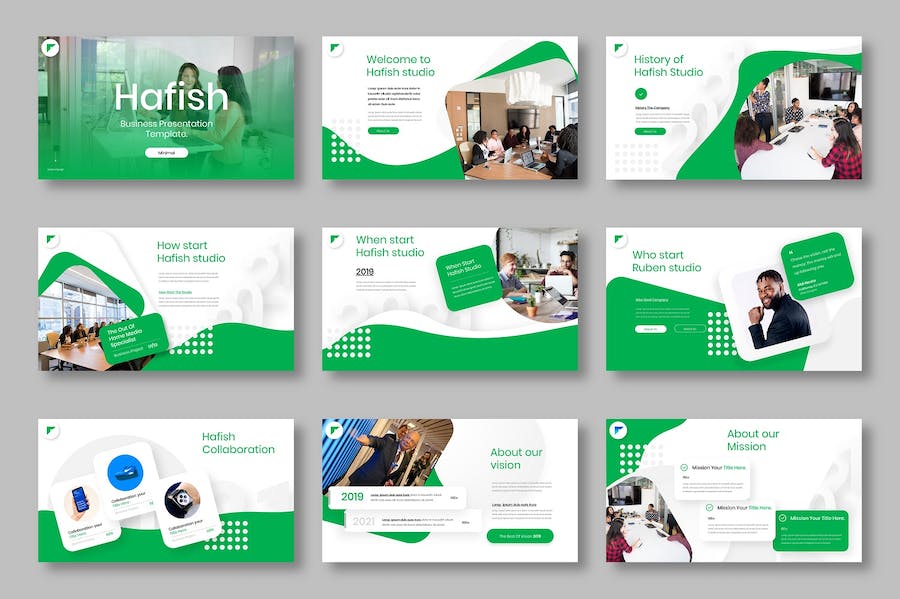 绿色大气企业合作商业计划产品展示团队介绍多用途PPT模板 - 顶尖PPT