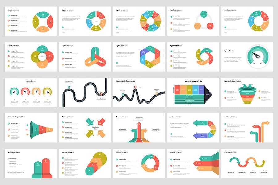 多色彩商务信息图表keynote模板 - 顶尖PPT