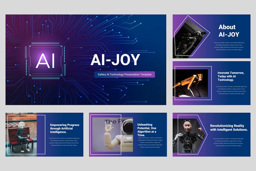 AI机器人人工智能IT技术PPT模板 - 顶尖PPT