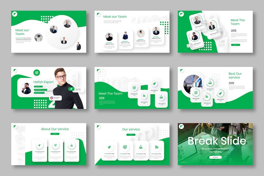 绿色大气企业合作商业计划产品展示团队介绍多用途PPT模板 - 顶尖PPT