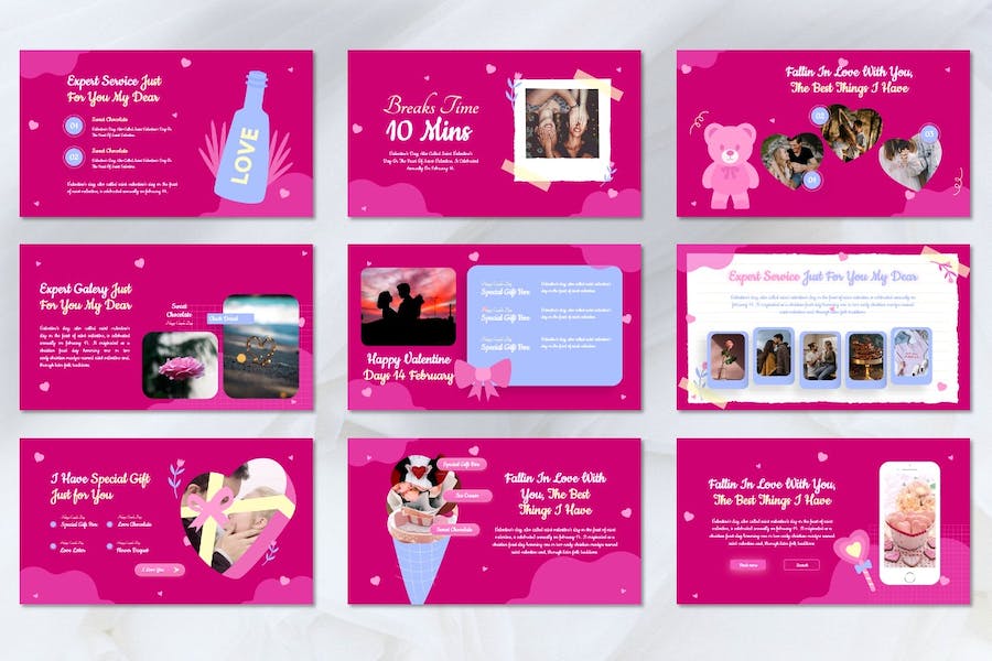 情侣2月14日情人节主题Keynote模板 - 顶尖PPT