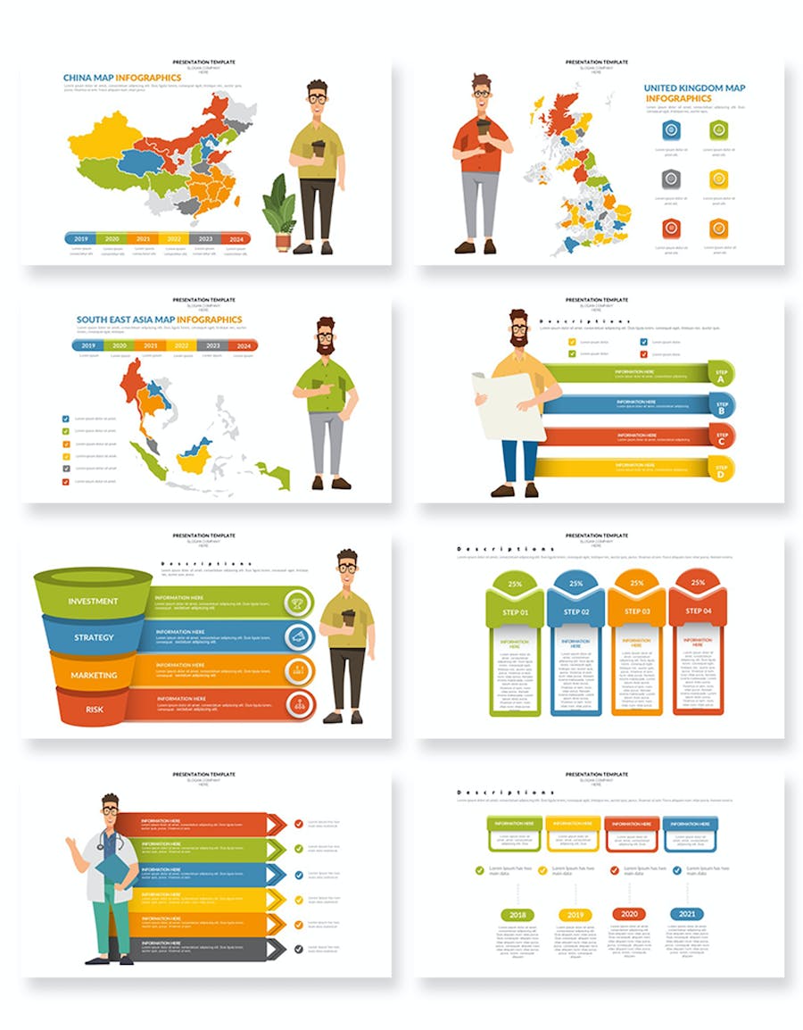 商业人物插画步骤信息图表PPT模板 - 顶尖PPT