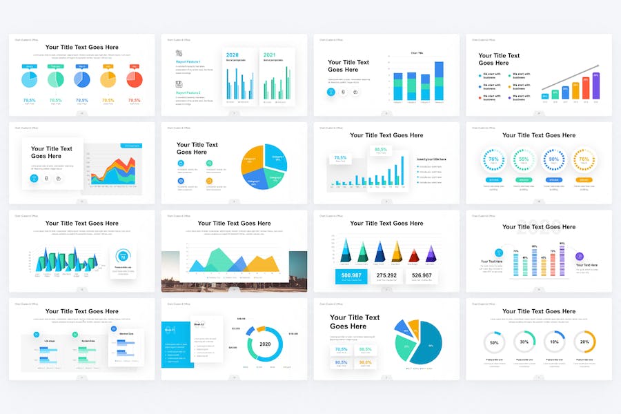 多种类型彩色创意数据图形图表keynote模板 - 顶尖PPT