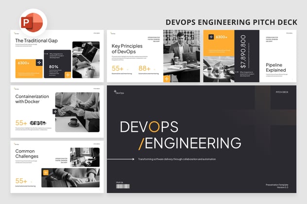 技术团队工作汇报工程DevOps演示PPT模板 - 顶尖PPT
