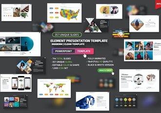 创意卡通人物数据图形版式地图PPT模板 - 顶尖PPT