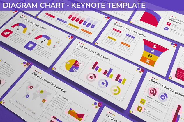 彩色数据分析统计图形图表Keynote模板 - 顶尖PPT