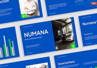 蓝绿配色新能源电动汽车营销策划PPT模板 - 顶尖PPT