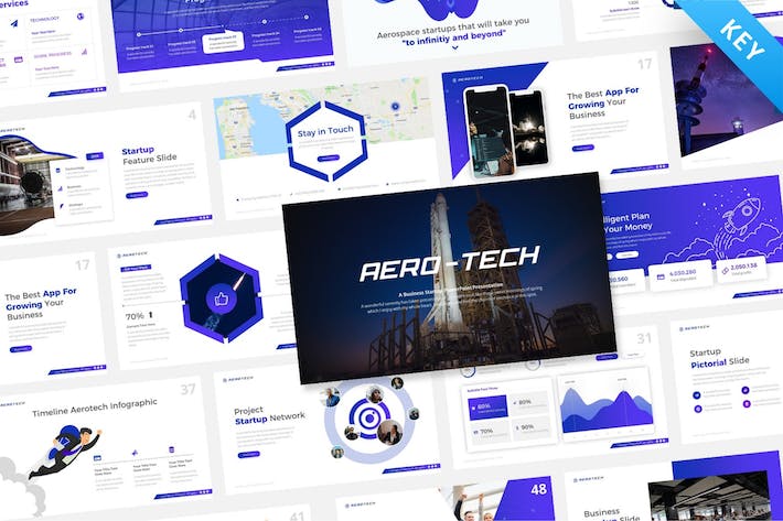 蓝色大气航空技术研发项目展示汇报年计划总结多用途keynote板 - 顶尖PPT