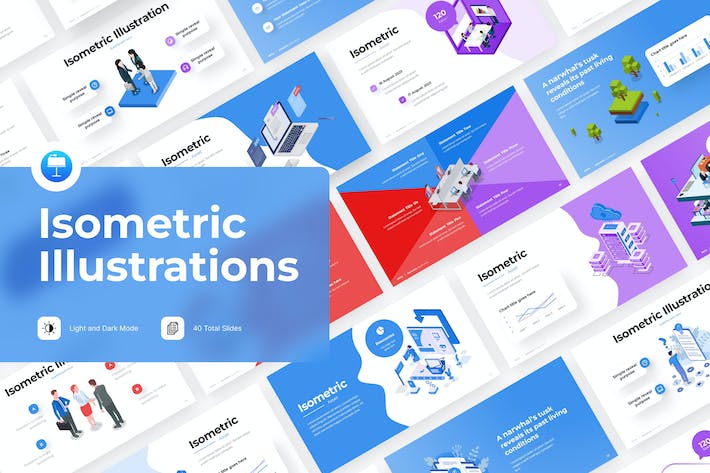 2.5D二维商业场景概念人物插画图形PPT模板 - 顶尖PPT