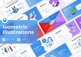 2.5D二维商业场景概念人物插画图形PPT模板 - 顶尖PPT