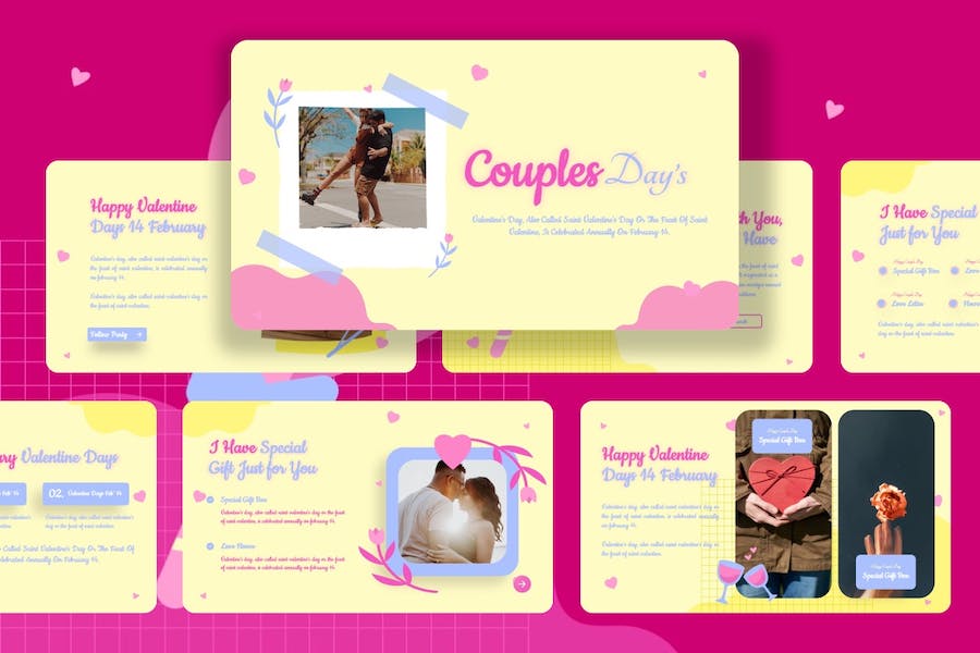 情侣2月14日情人节主题Keynote模板 - 顶尖PPT